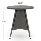 Ensemble bistro rond en résine tressée 3 pièces Hillhurst Outdoor avec trou pour parasol et coussins par Christopher Knight Home - Non disponible