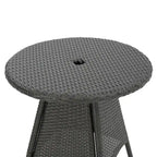 Ensemble bistro rond en résine tressée 3 pièces Hillhurst Outdoor avec trou pour parasol et coussins par Christopher Knight Home - Non disponible