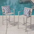 Tabourets de bar d'extérieur Cape Coral en aluminium et maille de 75 cm (lot de 2) par Christopher Knight Home