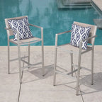 Tabourets de bar d'extérieur Cape Coral en aluminium et maille de 75 cm (lot de 2) par Christopher Knight Home