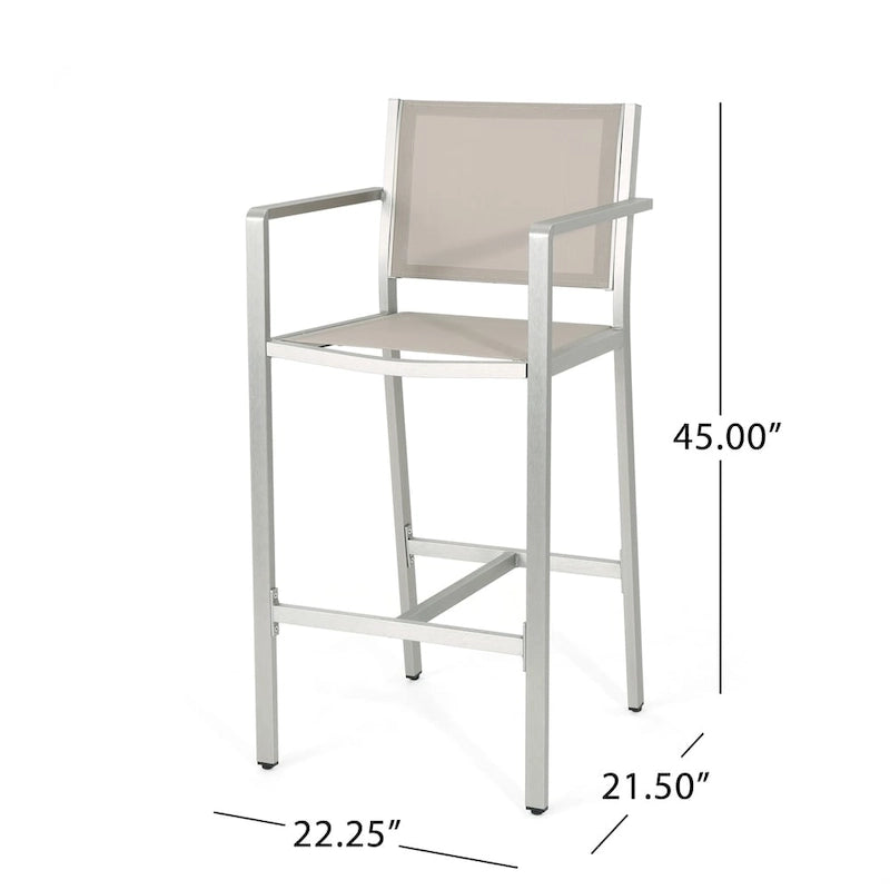 Tabourets de bar d'extérieur Cape Coral en aluminium et maille de 75 cm (lot de 2) par Christopher Knight Home