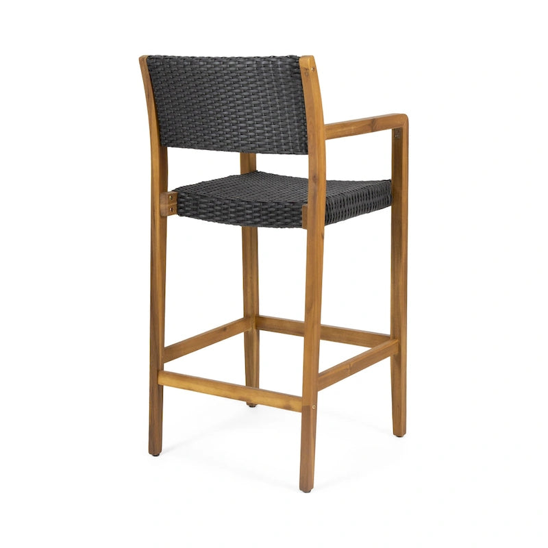 Tabourets de bar d'extérieur Genesee en acacia et osier (lot de 4) par Christopher Knight Home