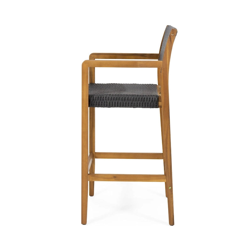 Tabourets de bar d'extérieur Genesee en acacia et osier (lot de 4) par Christopher Knight Home