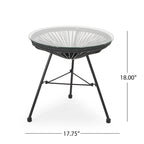 Table d'appoint d'extérieur moderne en osier Nusa avec plateau en verre trempé par Christopher Knight Home