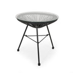 Table d'appoint d'extérieur moderne en osier Nusa avec plateau en verre trempé par Christopher Knight Home