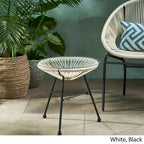 Table d'appoint d'extérieur moderne en osier Nusa avec plateau en verre trempé par Christopher Knight Home