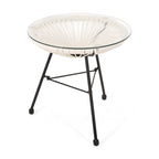 Table d'appoint d'extérieur moderne en osier Nusa avec plateau en verre trempé par Christopher Knight Home