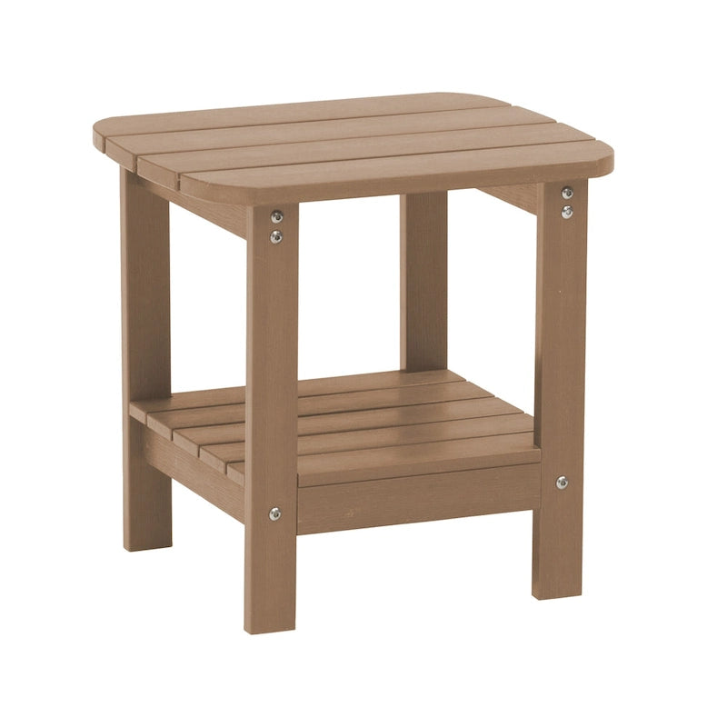 Table d'appoint carrée d'extérieur à double plancher en résine HIPS 18,9