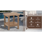 Table d'appoint carrée d'extérieur à double plancher en résine HIPS 18,9