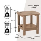 Table d'appoint carrée d'extérieur à double plancher en résine HIPS 18,9