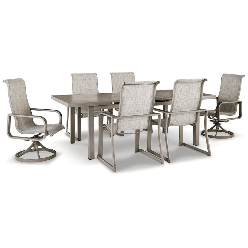 Ensemble de salle à manger d'extérieur 7 pièces Signature Design by Ashley, couleur beige, style plage - 42 po L x 71/94 po P x 30 po H