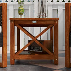 Ensemble bistro de patio Outsunny 3 pièces en bois avec coussins, mobilier de patio extérieur en résine tressée PE marron pour porche, cour, jardin