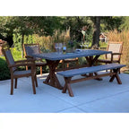 Nadine 6 pc. Eucalyptus and Composite Dining Set with Wicker Stacking Chairs