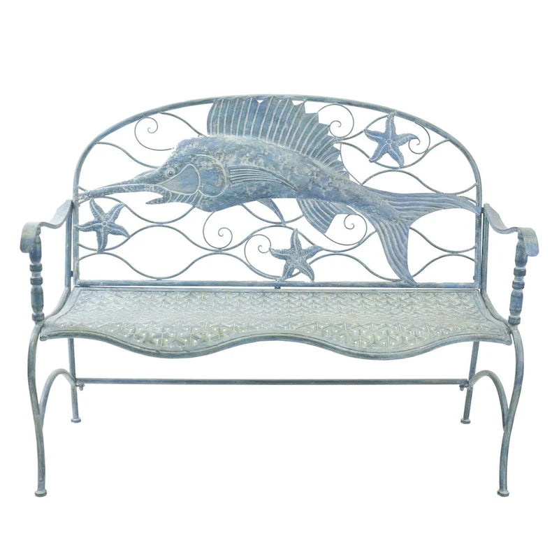 Banc en forme d'espadon côtier avec assise incurvée - 50,39 x 19,29 x 39,37