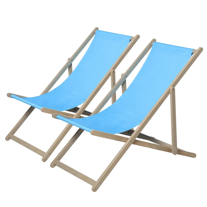 Ensemble de 2 chaises longues de plage pour patio