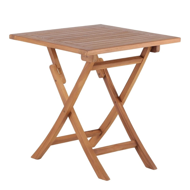 Table de patio pliante 2 personnes en teck naturel de style nordique 28