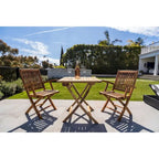 Table de patio pliante 2 personnes en teck naturel de style nordique 28
