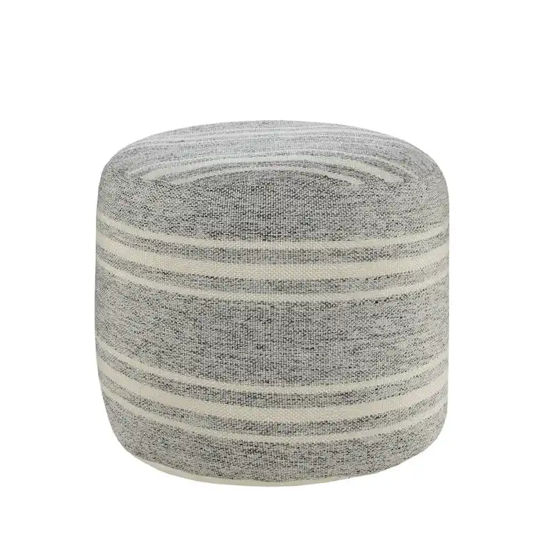 Pouf d'intérieur/extérieur Sevita Farmhouse à triple rayure - 45,7 x 45,7 x 35,6 cm