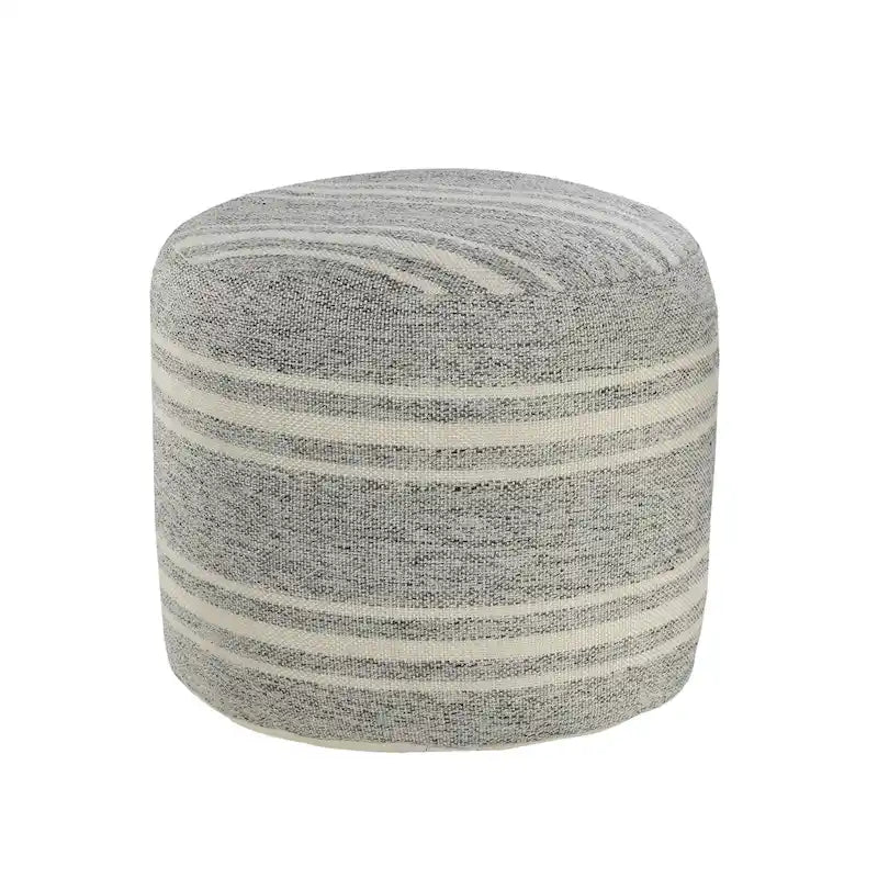 Pouf d'intérieur/extérieur Sevita Farmhouse à triple rayure - 45,7 x 45,7 x 35,6 cm