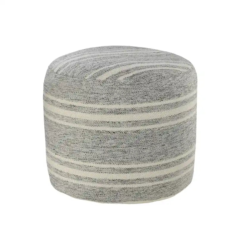 Pouf d'intérieur/extérieur Sevita Farmhouse à triple rayure - 45,7 x 45,7 x 35,6 cm