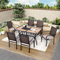 Ensemble de salle à manger d'extérieur MAISON ARTS 7 pièces, 6 chaises en rotin avec coussin et 1 table avec trou pour parasol - Non disponible