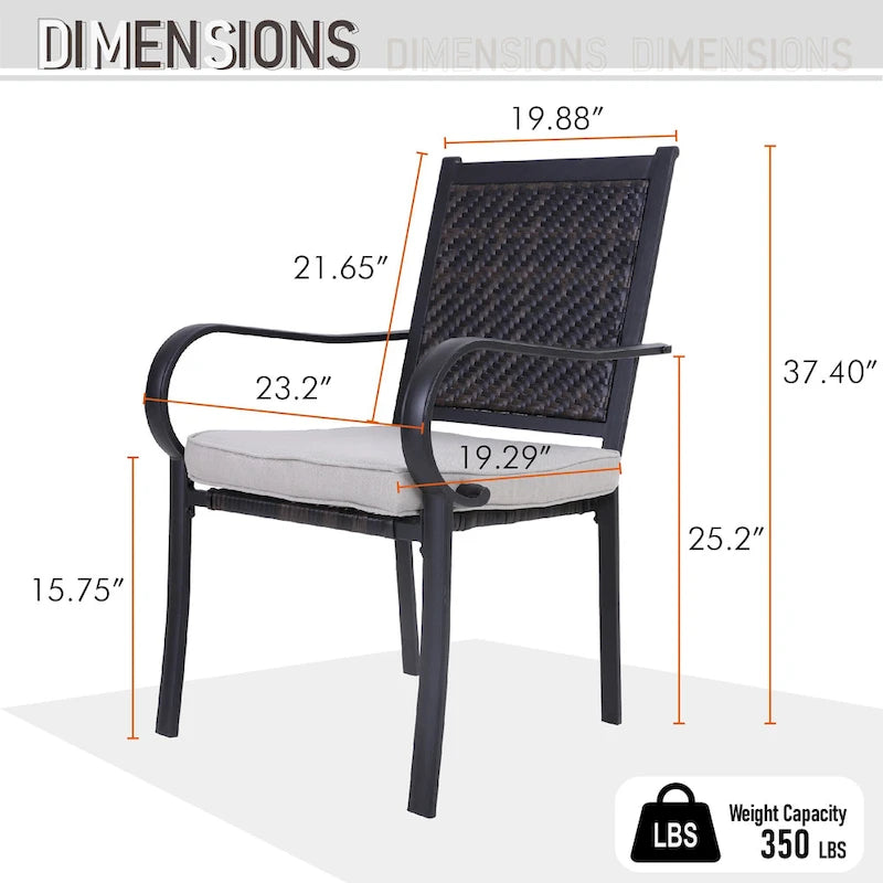 Ensemble de salle à manger d'extérieur MAISON ARTS 7 pièces, 6 chaises en rotin avec coussin et 1 table avec trou pour parasol - Non disponible