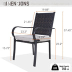 Ensemble de salle à manger d'extérieur MAISON ARTS 7 pièces, 6 chaises en rotin avec coussin et 1 table avec trou pour parasol - Non disponible