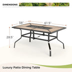 Ensemble de salle à manger d'extérieur MAISON ARTS 7 pièces, 6 chaises en rotin avec coussin et 1 table avec trou pour parasol - Non disponible