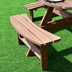 Ensemble table de pique-nique en bois pour terrasse, table ronde d'extérieur avec trou pour parasol, avec trou pour parasol.