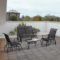 Ensemble de mobilier d'extérieur Outsunny 4 pièces comprenant un banc de jardin à bascule 2 places, une chaise longue et une table basse.