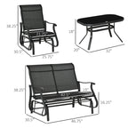Ensemble de mobilier d'extérieur Outsunny 4 pièces comprenant un banc de jardin à bascule 2 places, une chaise longue et une table basse.