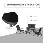 Ensemble de mobilier d'extérieur Outsunny 4 pièces comprenant un banc de jardin à bascule 2 places, une chaise longue et une table basse.