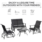 Ensemble de mobilier d'extérieur Outsunny 4 pièces comprenant un banc de jardin à bascule 2 places, une chaise longue et une table basse.