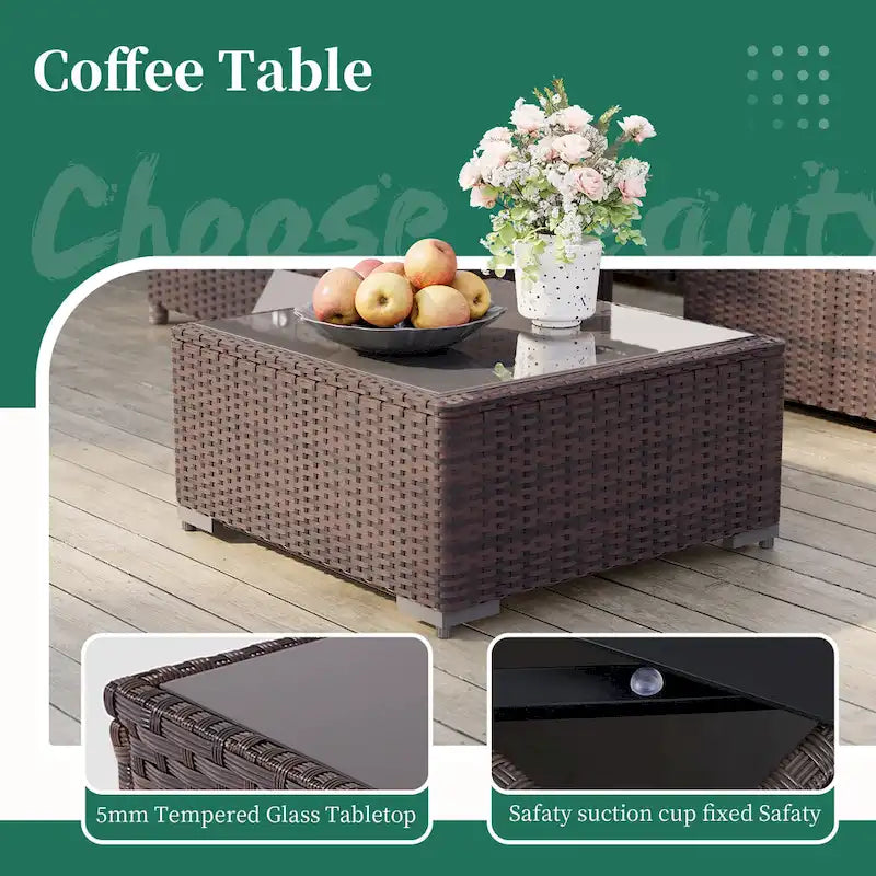 Ensemble de conversation en résine tressée UPHA pour 6 personnes, idéal pour l'extérieur.