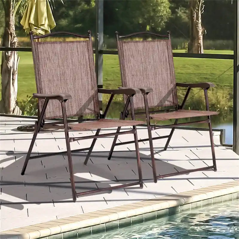Chaises de terrasse pliantes à dossier en toile pour camping (lot de 2)