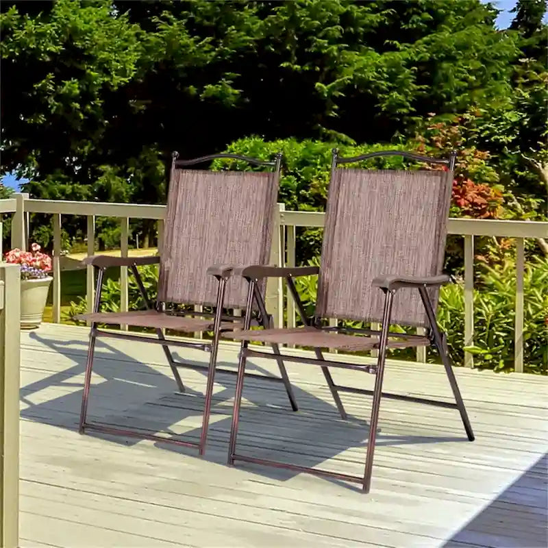 Chaises de terrasse pliantes à dossier en toile pour camping (lot de 2)