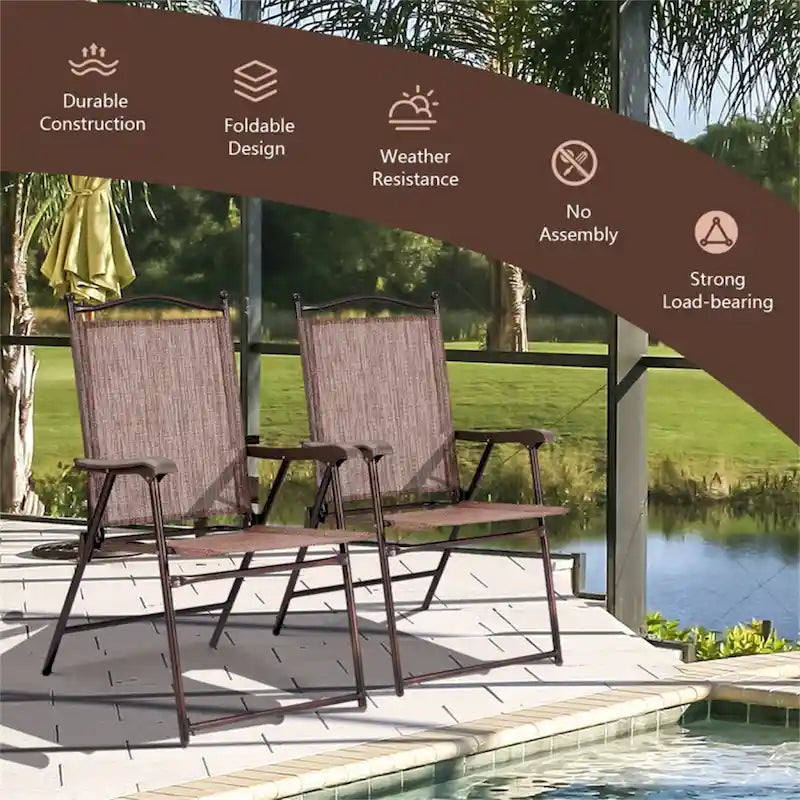 Chaises de terrasse pliantes à dossier en toile pour camping (lot de 2)