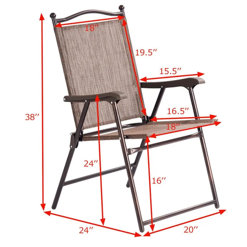 Chaises de terrasse pliantes à dossier en toile pour camping (lot de 2)