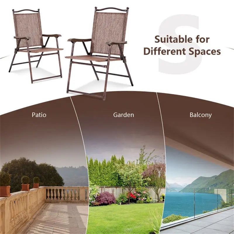 Chaises de terrasse pliantes à dossier en toile pour camping (lot de 2)