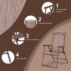 Chaises de terrasse pliantes à dossier en toile pour camping (lot de 2)