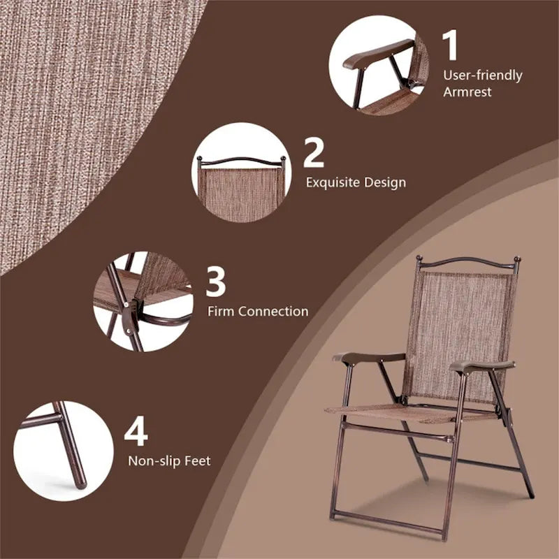 Chaises de terrasse pliantes à dossier en toile pour camping (lot de 2)