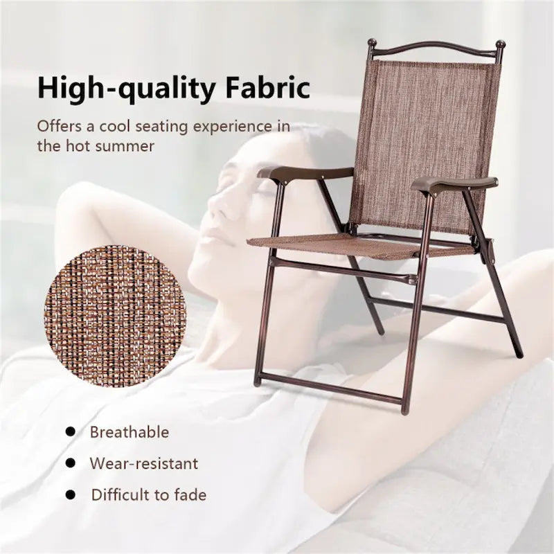 Chaises de terrasse pliantes à dossier en toile pour camping (lot de 2)