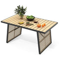 Table de salle à manger rectangulaire d'extérieur Moasis avec plateau en faux bois pour 4 à 6 personnes