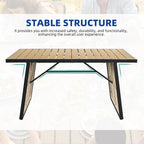 Table de salle à manger rectangulaire d'extérieur Moasis avec plateau en faux bois pour 4 à 6 personnes