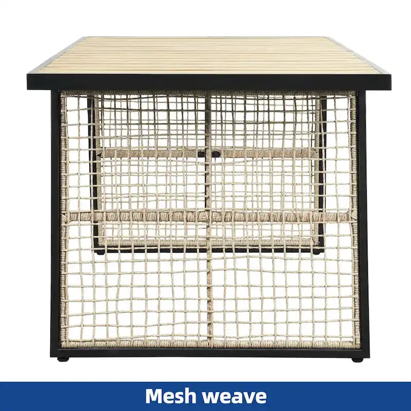 Table de salle à manger rectangulaire d'extérieur Moasis avec plateau en faux bois pour 4 à 6 personnes