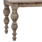 Table de salle à manger rectangulaire Maeve de 213 cm (84 pouces) en pin recyclé, avec pieds sculptés à quatre montants et finition antique.