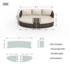 Ensemble de 9 pièces pour patio en résine tressée avec table foyer en béton