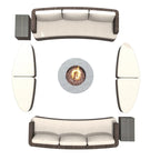 Ensemble de 9 pièces pour patio en résine tressée avec table foyer en béton