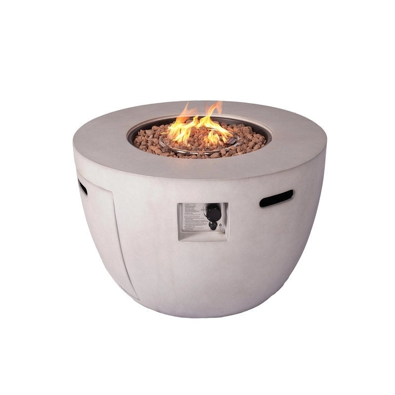 Ensemble de 9 pièces pour patio en résine tressée avec table foyer en béton