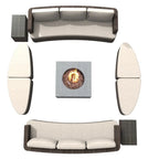 Ensemble de 9 pièces pour patio en résine tressée avec table foyer en béton